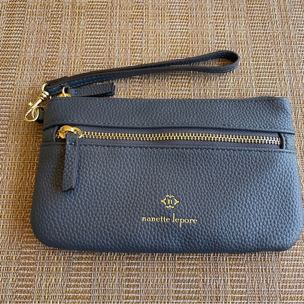 Nanette Lepore wristlet clutch in dusky blue